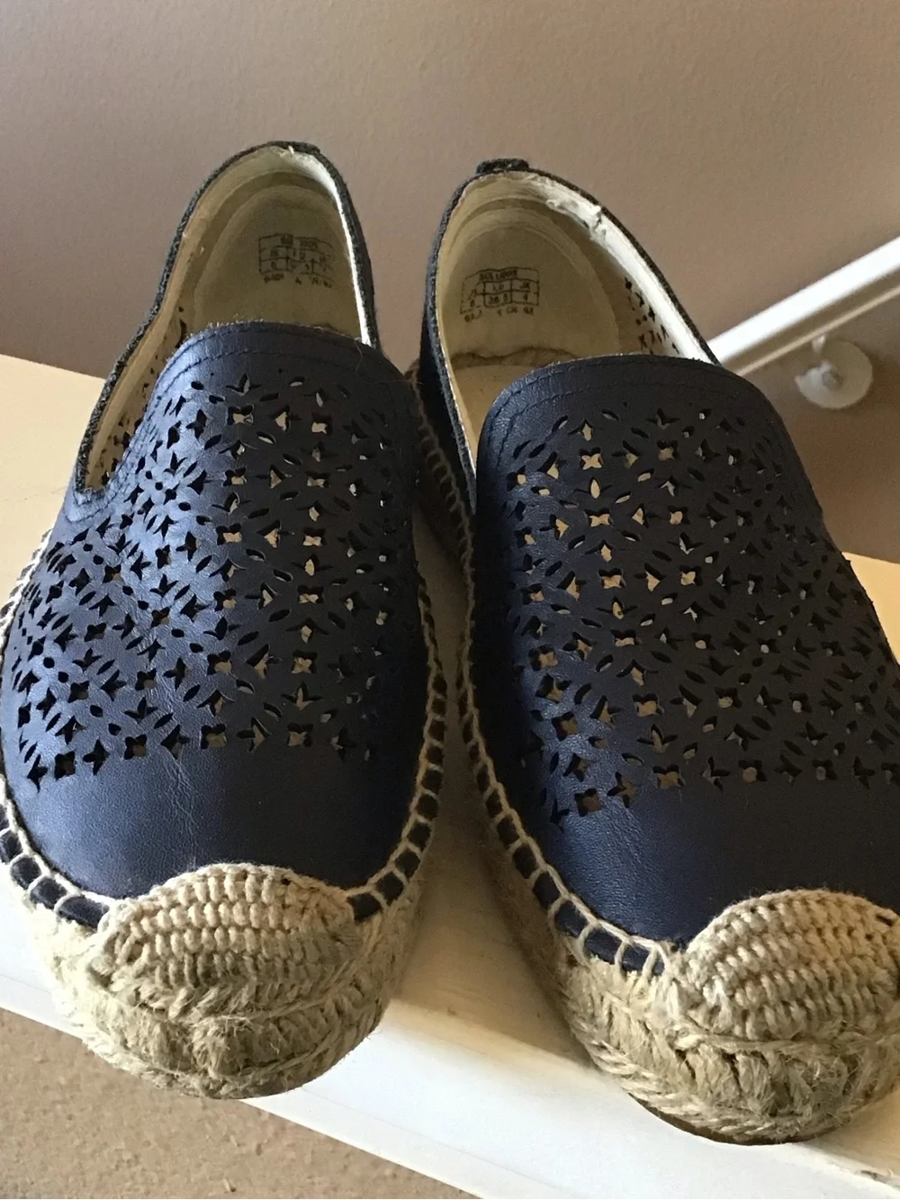 Blue Leather Perforated Slip On Soludos Espadrilles (Size 6)